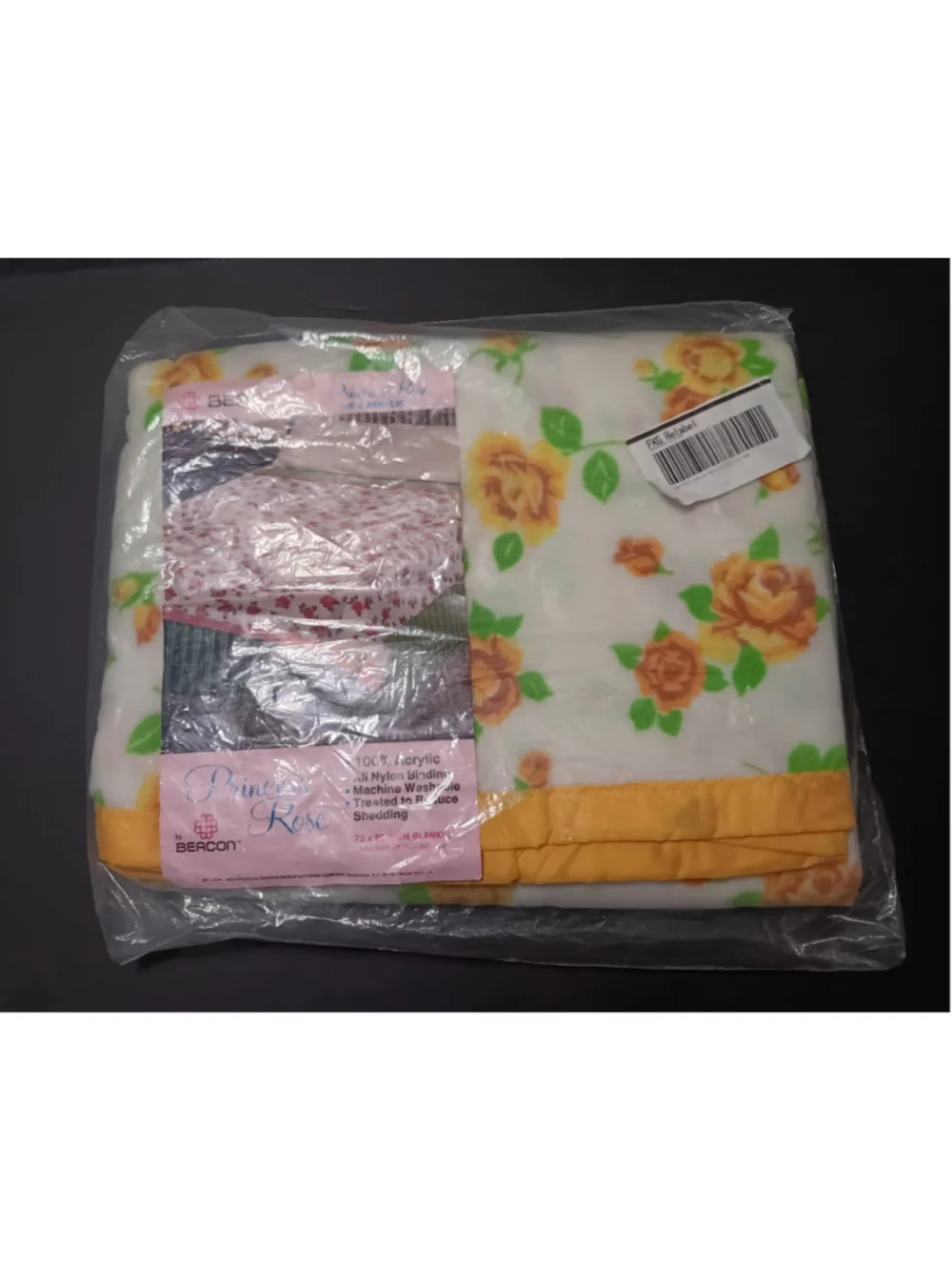 Vintage 70s 80s Beacon Princess Rose Blanket Satin Trim Floral 72